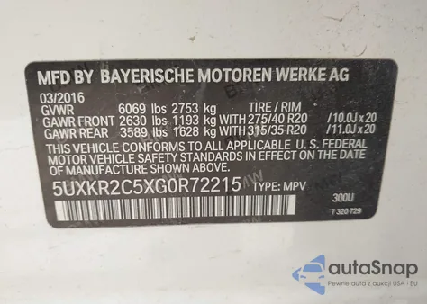 2016 BMW X5 Sdrive35I from USA, damaged, VIN 5UXKR2C5XG0R72215